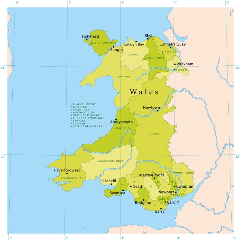 map of Wales