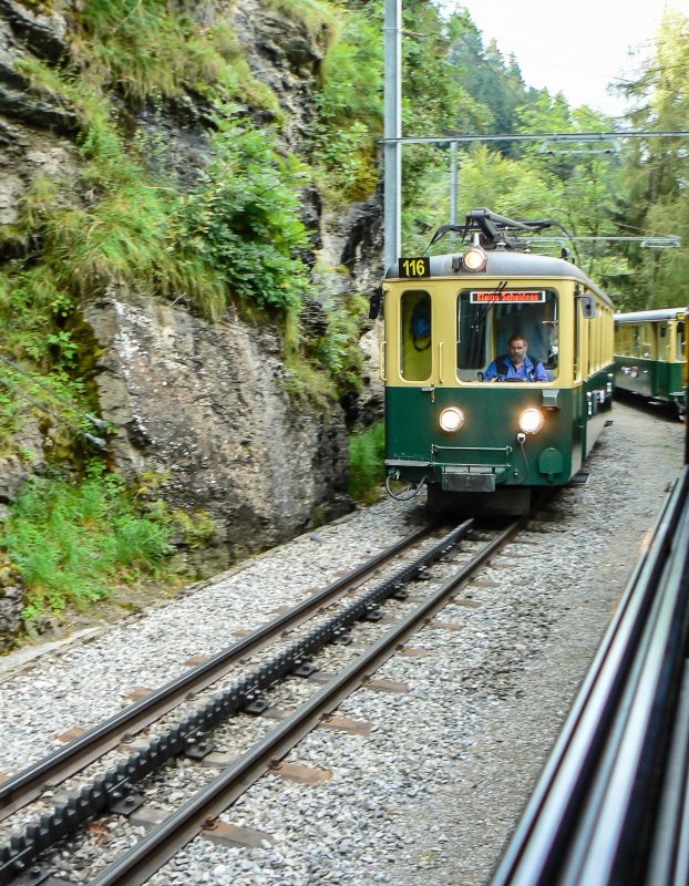 train coming along track